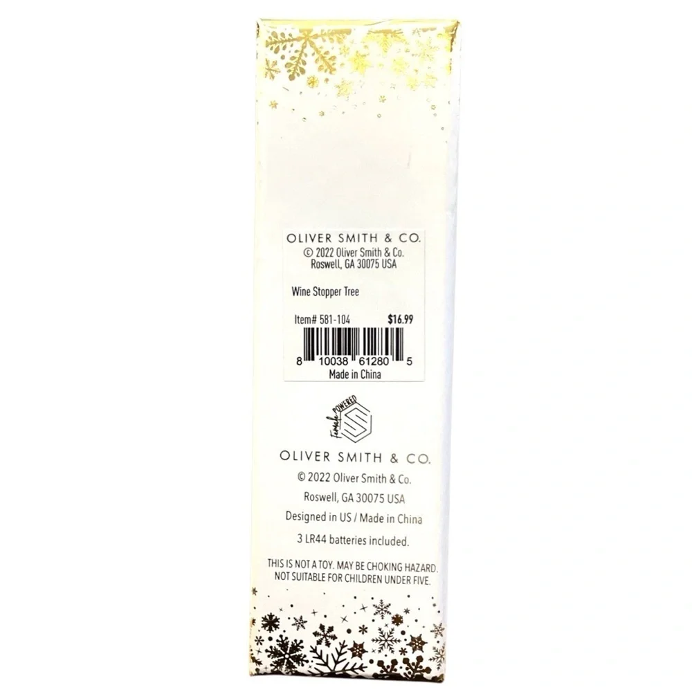Oliver Smith & Co‎ Light Up Wine Stopper Christmas Tree, New in Package